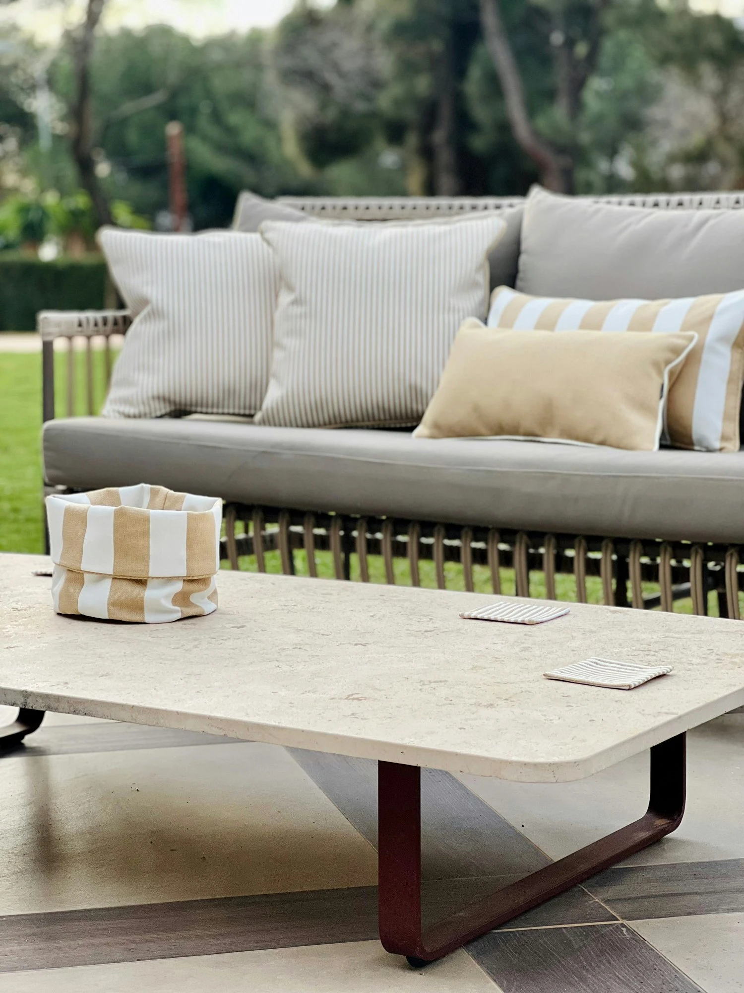 Wide Stripe Broodmand 19x20 Cm, Beige 3 Wide Stripe Broodmand 19x20 Cm, Beige - Afbeelding 3